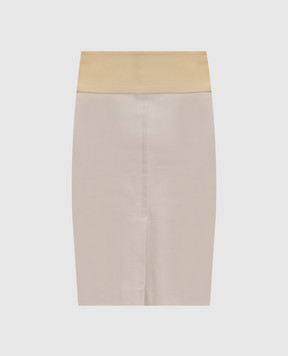 Brunello Cucinelli Бежевая юбка со вставкой из кожи M0A184282