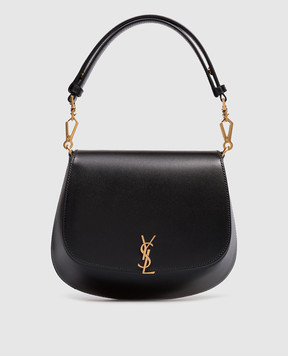 Saint Laurent Чорна шкіряна сумка-седл Voltaire з логотипом 844299AAFF9