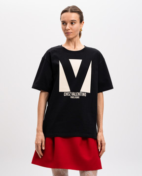 Valentino Черная футболка с принтом CHEZ VALENTINO 6B3MG24H95W