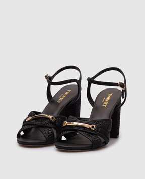 Twinset Черные босоножки с логотипом 251TGT024