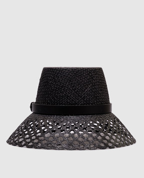 Max Mara Weekend Черная ажурная шляпа ELISEO из рафии ELISEO