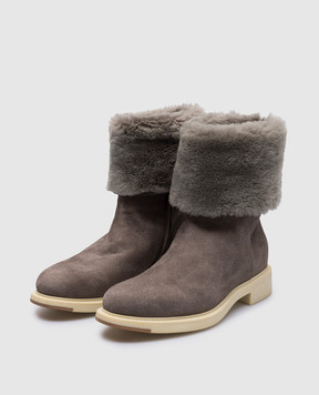 Santoni Сірі замшеві черевики на хутрі WTEK58383SCOAEYT