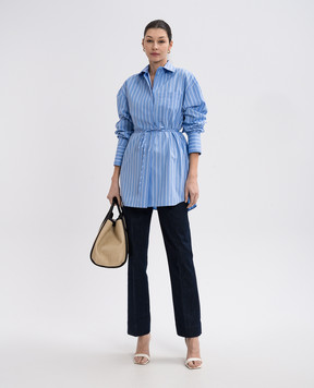 Max Mara Sportmax Блакитна подовжена сорочка FIRMA в смужку FIRMA