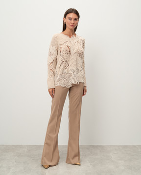 Ermanno Scervino Бежевий светр з вовною з мереживом D455M345APRKL