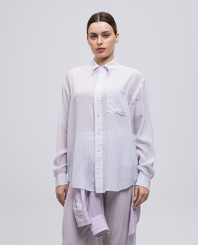 Alexander Wang Голубая блуза из шелка в полоску 1WC2251012