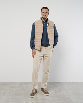 Brunello Cucinelli Синє поло із кашеміру і шовку M2400295