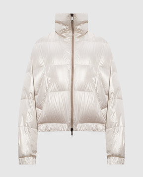 Brunello Cucinelli Бежевая двухсторонняя пуховая куртка с шерстью и кашемиром ML1597927
