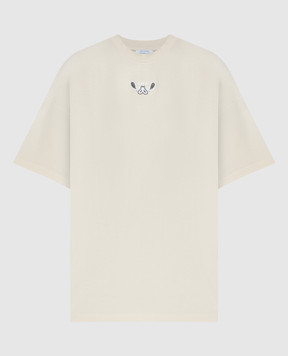 Off-White Бежевая футболка с вышивкой Bandana Arrow OMAA161S24JER001