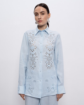 Ermanno Scervino Голубая блуза из льна D462K765YBY