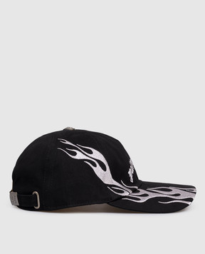 Palm Angels Чорна кепка Flames PMLB104F25FAB006