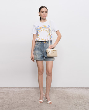 Balmain Біла футболка з брендовим принтом FF1EF000GF09