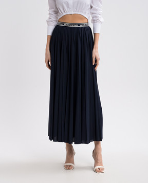 Max Mara Weekend Синя спідниця-плісе з логотипом BLEU