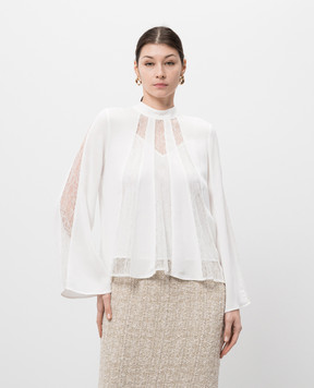 Twinset Белая блуза с кружевом 251TP2413