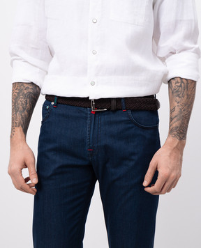 Kiton Коричневый ремень с плетением USC3127N01180