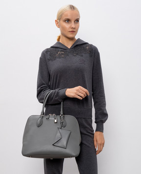 Ermanno Scervino Серая кожаная сумка-тоут Orsetta с логотипом D473S405DIW