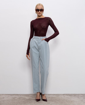 Victoria Beckham Коричневе боді з відкритою спиною у візерунок 1225KTP006367A