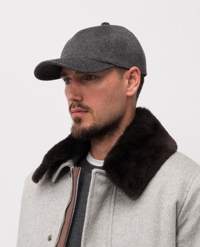 Cashmere&Whiskey Серая кепка из кашемира 9925002