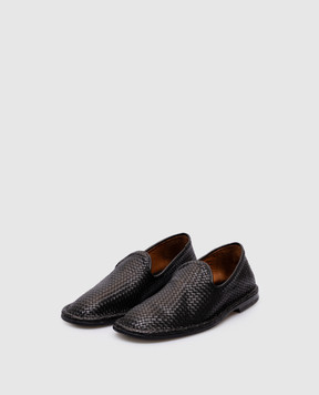 BUTTERO Черные кожаные плетеные лоферы ERCOLE B10832CUSINTD
