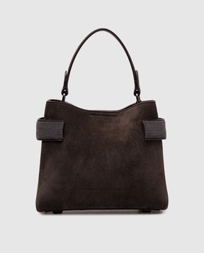 Brunello Cucinelli Коричнева замшева сумка Essence з ланцюжком моніль MBDLD2499P