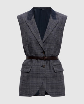 Brunello Cucinelli Серый жилет из шерсти в клетку MG5227499P