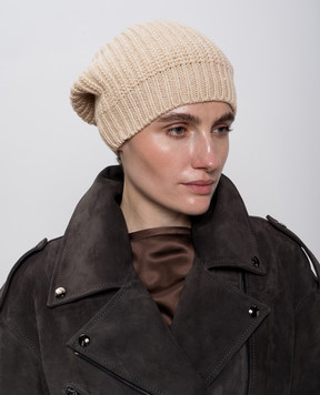 Brunello Cucinelli Бежева шапка з кашеміру M32373999