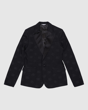 Dolce&Gabbana Дитячий чорний піджак з вовною у візерунок логотипа L41J70FJBAK