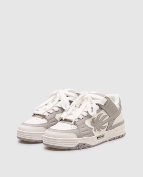 Palm Angels Серые кожаные кроссовки Venice с логотипом PMIA101S25LEA001