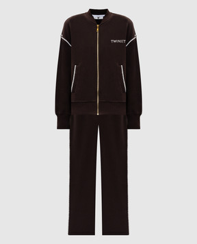 Twinset Коричневий спортивний костюм з вишивкою логотипа 252LI2JCC