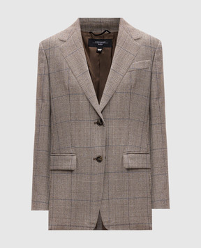 Max Mara Weekend Коричневий жакет BURGOS з вовни в клітинку BURGOS