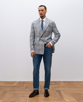 Brunello Cucinelli Блакитні джинси зі шкіряним патчем з логотипом M241PD3210