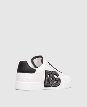 Dolce&Gabbana Білі шкіряні кросівки Light Strobel з кристалами CK2341AI411