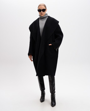 Helmut Lang Черное пальто Apex Cocoon из шерсти O06HM499