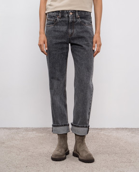 Brunello Cucinelli Сірі джинси Crop з логотипом MA095P4028