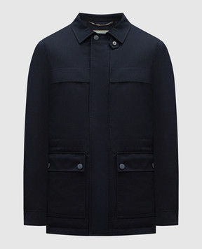 Canali Синя пухова куртка з патчем емблеми логотипа SG02953O20368K