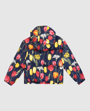 Dolce&Gabbana Дитячий синій пуховик в квітковий принт L5JBN8ISMG9812
