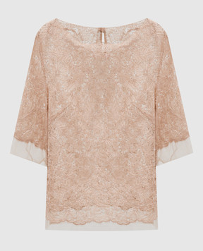 Ermanno Scervino Бежевий топ з вишивкою D462L300OEX