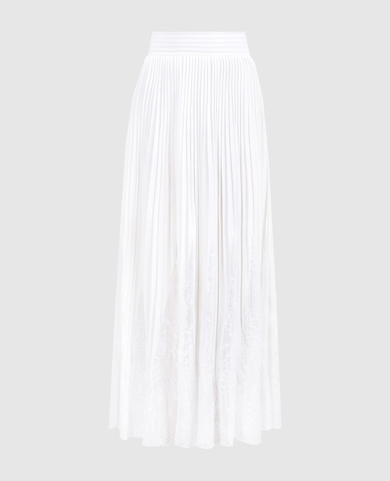 Белая юбка макси с плиссированием