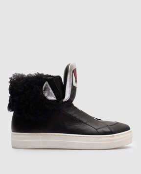 Fendi Дитячі чорні шкіряні хайтопи JMR1023335