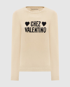 Valentino Бежевий светр з вовни з візерунком логотипа 7B3KC66S9JL