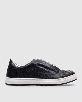 Philipp Plein Детские синие кожаные кеды Tom с заклепками BSC00153538