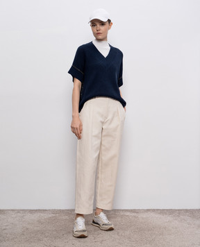 Brunello Cucinelli Бежеві штани з льоном MH544P8865