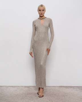 Brunello Cucinelli Бежева сукня максі з люрексом M8S762A90