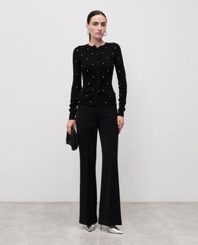 Twinset Чорний топ в рубчик з кристалами 252LI3DAA