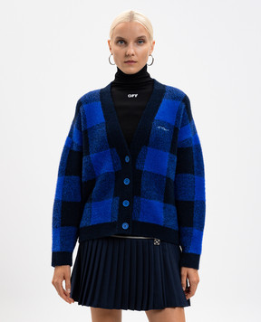 Off-White Синій кардиган з вовною в клітинку 2HB04JF25KNI001