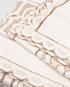 La DoubleJ Бежевая скатерть Lacey с итальянским кружевом TBC0014EMB065SOLID