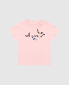 Off-White Детская розовая футболка с логотипом OGXB001S25JER002