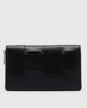 Bottega Veneta Черный кожаный кошелек с плетением Intreccio 814649VBWD2