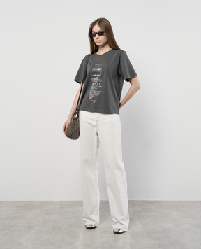 Maison Margiela MM6 Сіра футболка з принтом Care Label S52GC0320S24311