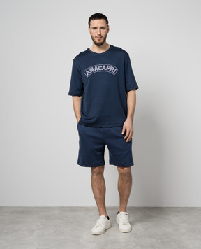 ISAIA Синя футболка з вишивкою MFA033J0185