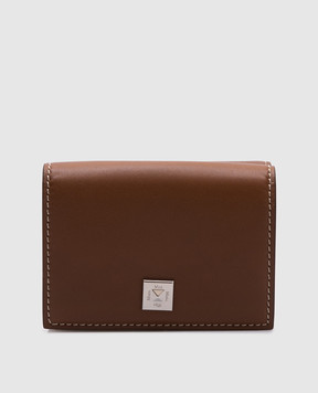 Max Mara Коричневый кожаный портмоне с логотипом COMPACTWALLET2